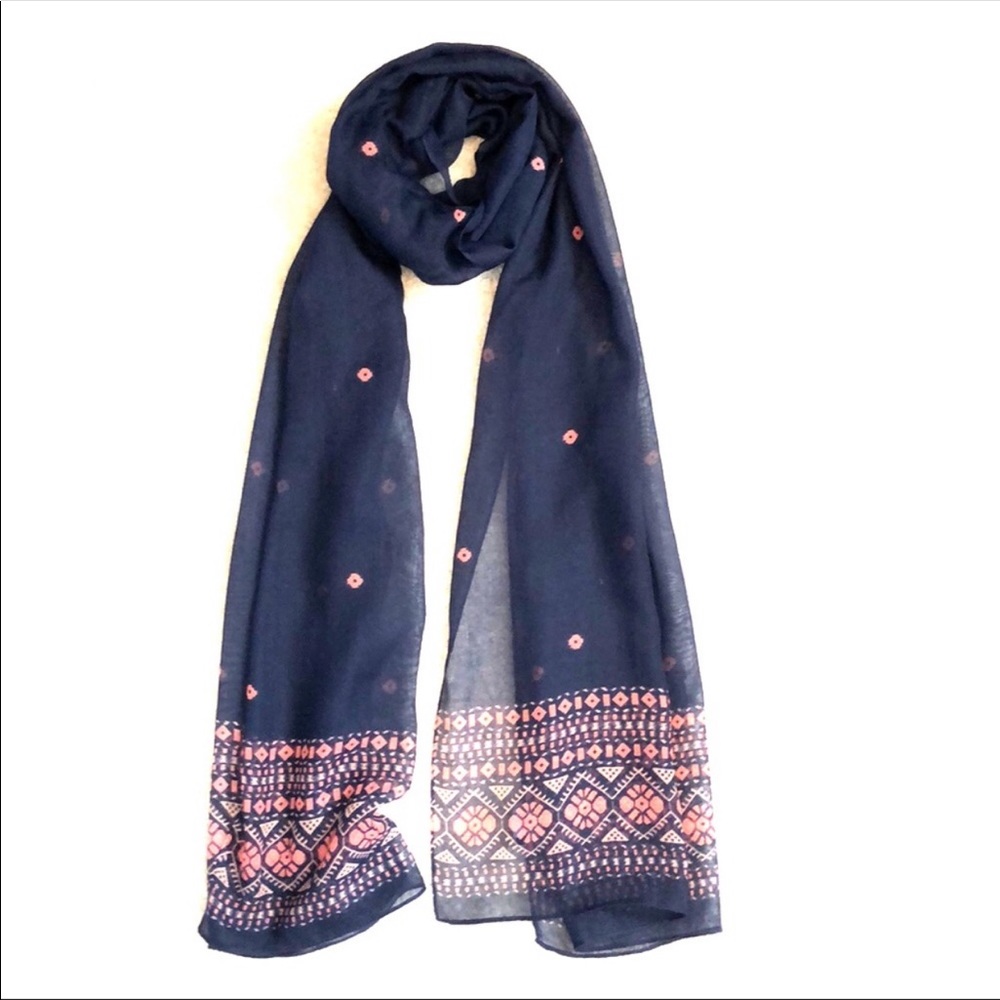 🌟HP!!🌟 J. Crew Lightweight Navy & Pink Scarf